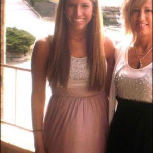 Light pink and silver beaded dress